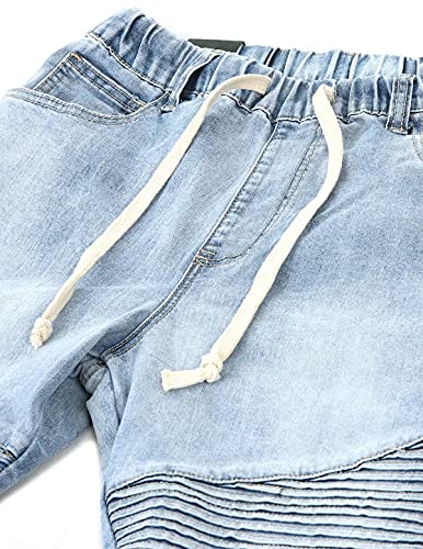 ZIMEGO Men's Vintage Washed Drop Crotch Hipster Stretch Jogger Denim Pants4