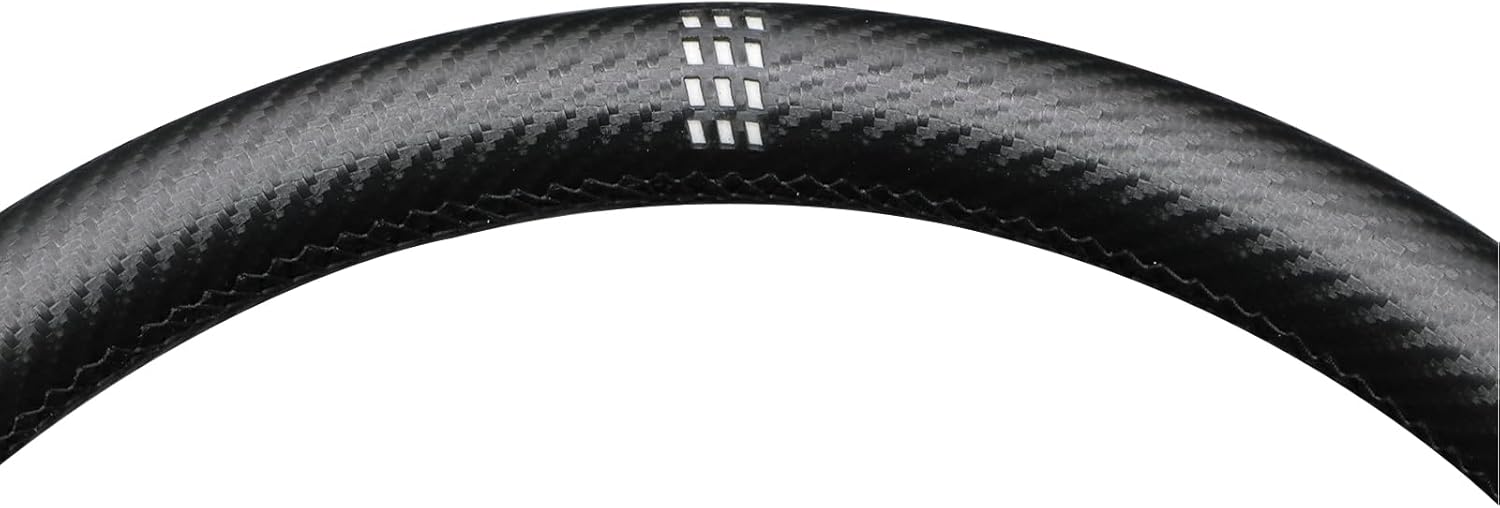 MEWANT Hand Sewn White Leather Steering Wheel Cover Wrap for Dodge RAM 2500 2009-2010 Steering Wheel Accessories for Dodge RAM 2500