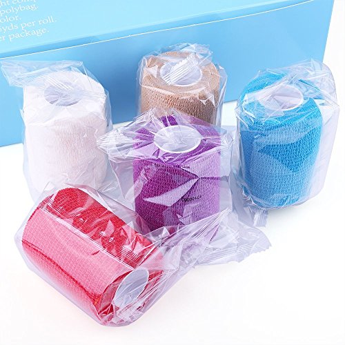 Lotfancy Self Adhesive Bandage Wrap, 10 Pack, 3 Inch X 5 Yards, Elastic Cohesive Bandage, Flexible First Aid Medical Tape For Sports, Sprain Swelling And Soreness, Assorted Color #TOP7