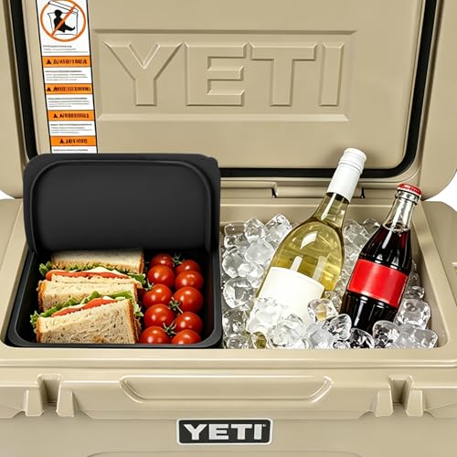 WIGEROC Silicone Cooler Basket for YETI Tundra 45Dry Goods Trays - Divider and Organizer Accessories for Camping Tailgating and StorageBlack