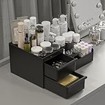 DancesCat Makeup Organizer Storage Drawers, Large Capacity Cosmetic Organisers for Lipsticks, Jewelry, Nail Care, Skincare Organiser for Vanity, Ideal Desk Organizer for Dresser and Bathroom (Black)