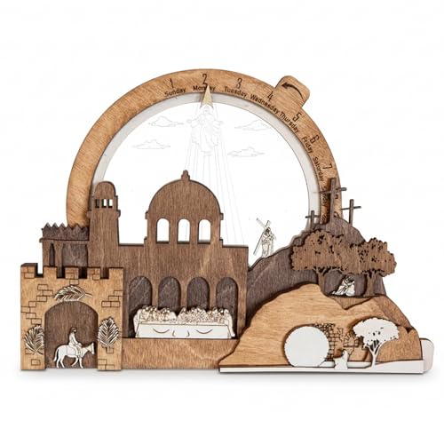 Easter Creche Countdown Nativity Scene with LED Lights & Music – Lighted Nativity Set for Indoor Use, Tabletop Nativity Scene for Christmas Decor