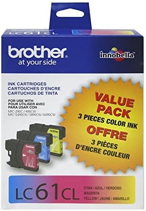 Brother LC61CL 3-Pack Ink Cartridge, 325 Page-Yield, Cyan Magenta Yellow