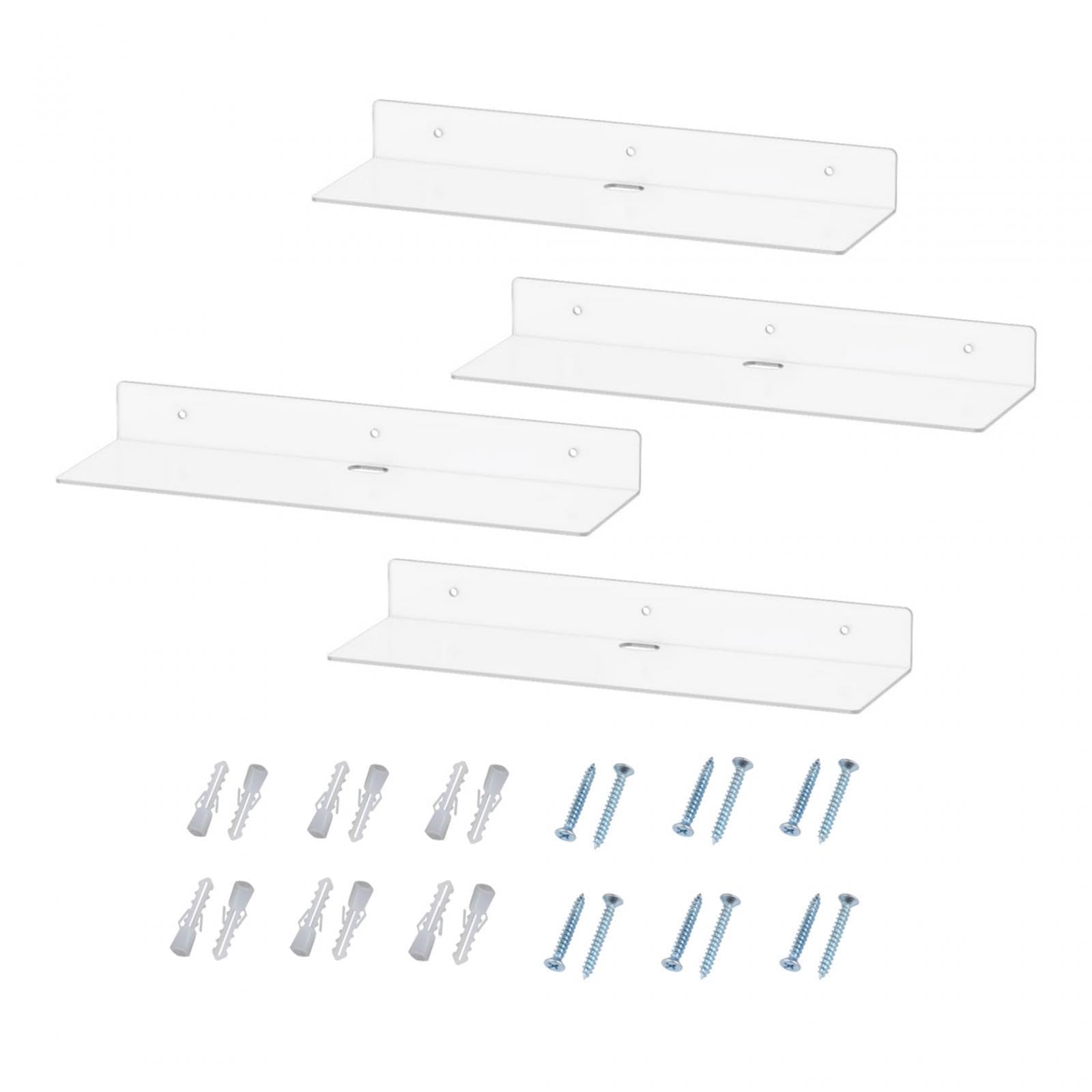 4 estantes de acrílico montados en la Pared, Estante de Pared Transparente, Organizador de Almacenamiento de Pared, estantes flotantes for Sala de Estar dormitorio/573/603