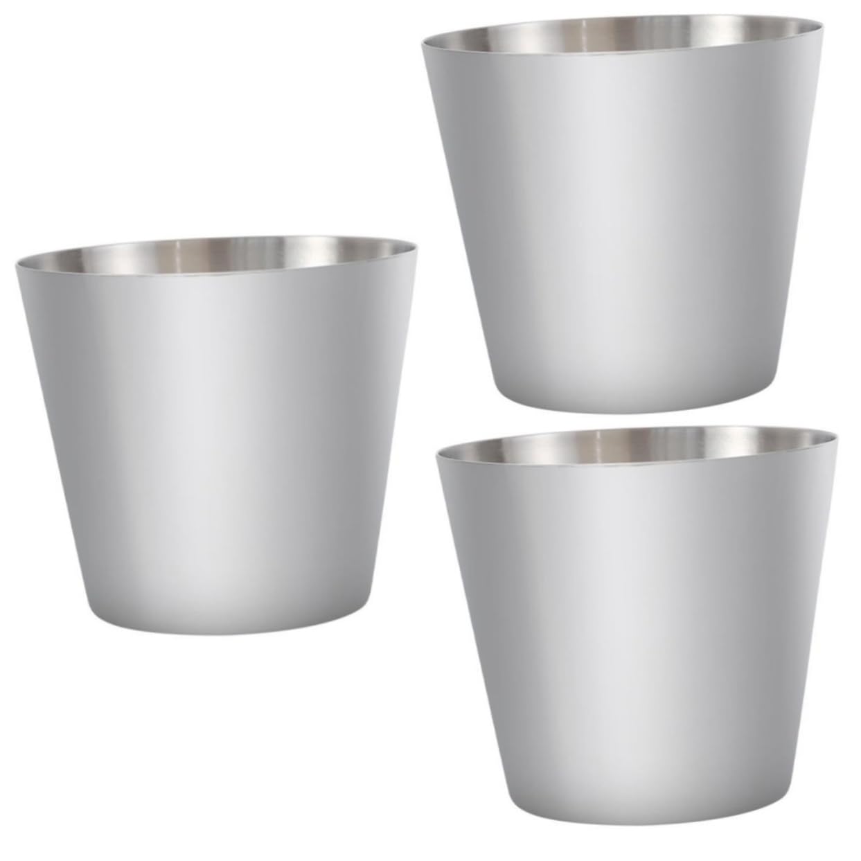 MUCKLILY 3pcs Stainless Steel French Fry Holder Juice Cup Versatile Snack Container for Home Restaurant Party Use Compact Design for Cold Drinks Silver