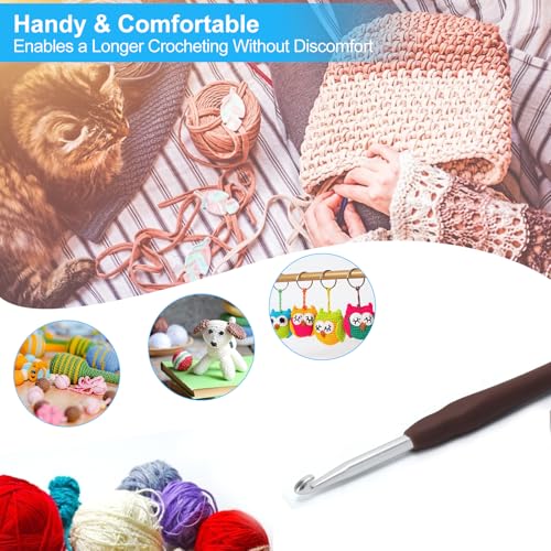 Image of Vodiye 10PCS Crochet Hooks, Professional Extra Long 6.0mm, Ergonomic Handle, Crochet Needle for Beginners and Experienced Lovers