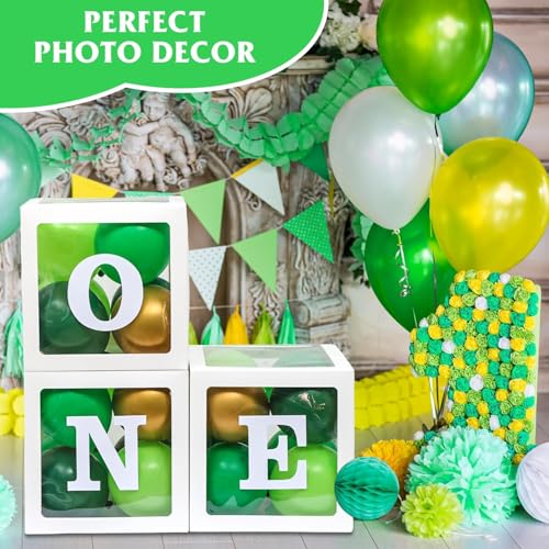 Image of Rozi Decoration inchONE inch Cardboard Balloon Box Set - 3-Pack White 1st Birthday Party Supplies