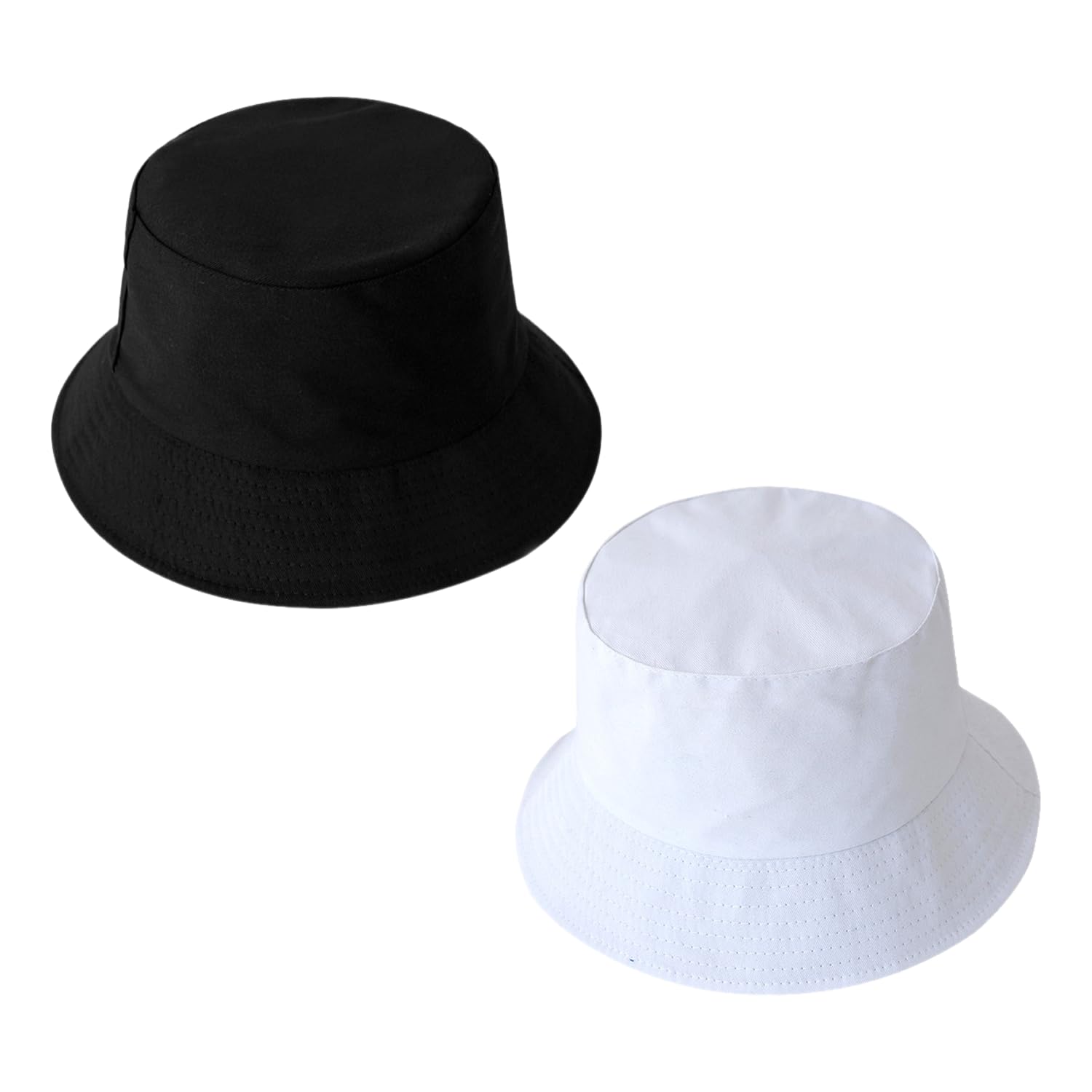 NYGGTYK 2 sombreros de pescador en blanco y negro, sombreros de pescador, sombreros de pescador para hombres y mujeres, ala ancha, sombreros de verano antiUV, adecuados para protección solar al aire libre