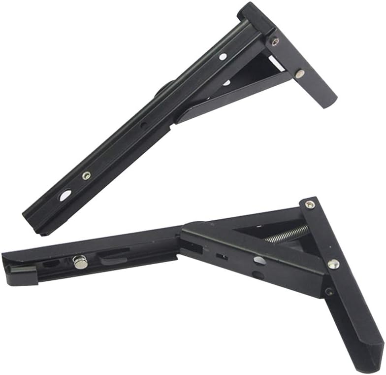 Folding Shelf Brackets- Garage Heavy Duty Steel Max Load 500lb Floating Wall Mounted Collapsible Shelf Bracket Space Saving (Pack of 2,)