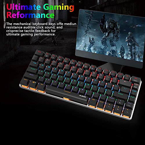 Tastiera Meccanica da Computer Gaming, USB Cablata 82 Tasti Anti-Ghosting Blue Switch Tastiera Gioco Arcobaleno Multicolore Illuminata Backlit, Mechanical Keyboard Compatta Ergonomica Nero