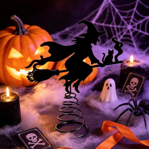 Cime de abeto de Halloween en hierro negro con luz LED para decoración del hogar 4