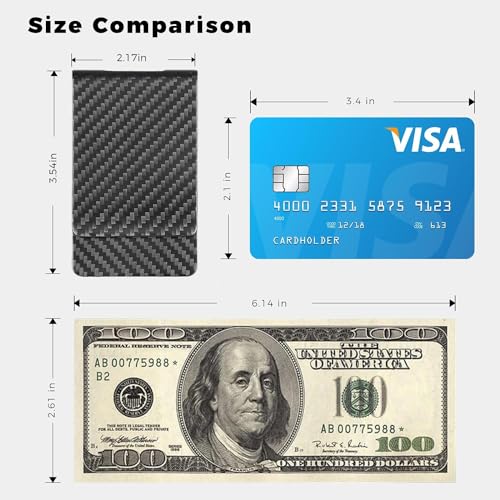 MONOCARBON 2in1 Carbon Fiber Money&Credit Card Clip,RFID Blocking Wide Credit Card&Cash Holder for Men Front Pocket2