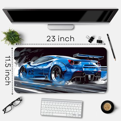 Image of Extended Gaming Mouse Pad for Desk (23x11.5 Inch) - Large Mouse Pad for Office & Home | Non-Slip Rubber Base, Smooth Surface Desk Mat for Laptop, Keyboard & Mouse (Sports Car Edition) (Print 2)