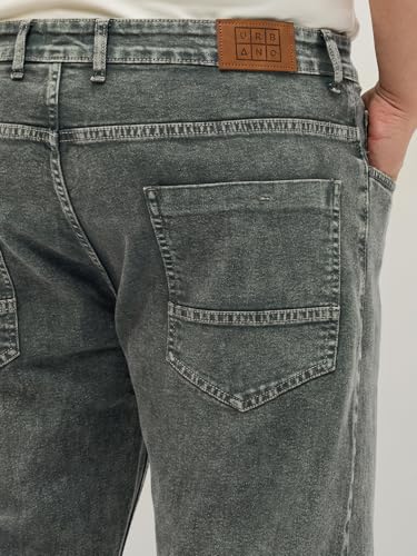 Image of Urbano Plus Men's Regular Fit Heavy Washed Denim Jeans Stretchable