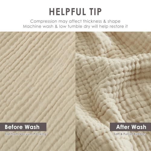 Image of EMME Muslin Blankets for Adults Throw Blanket for Couch Breathable Gauze Soft Lightweight Airy Beige Throw XL 50 inch x 71 inch