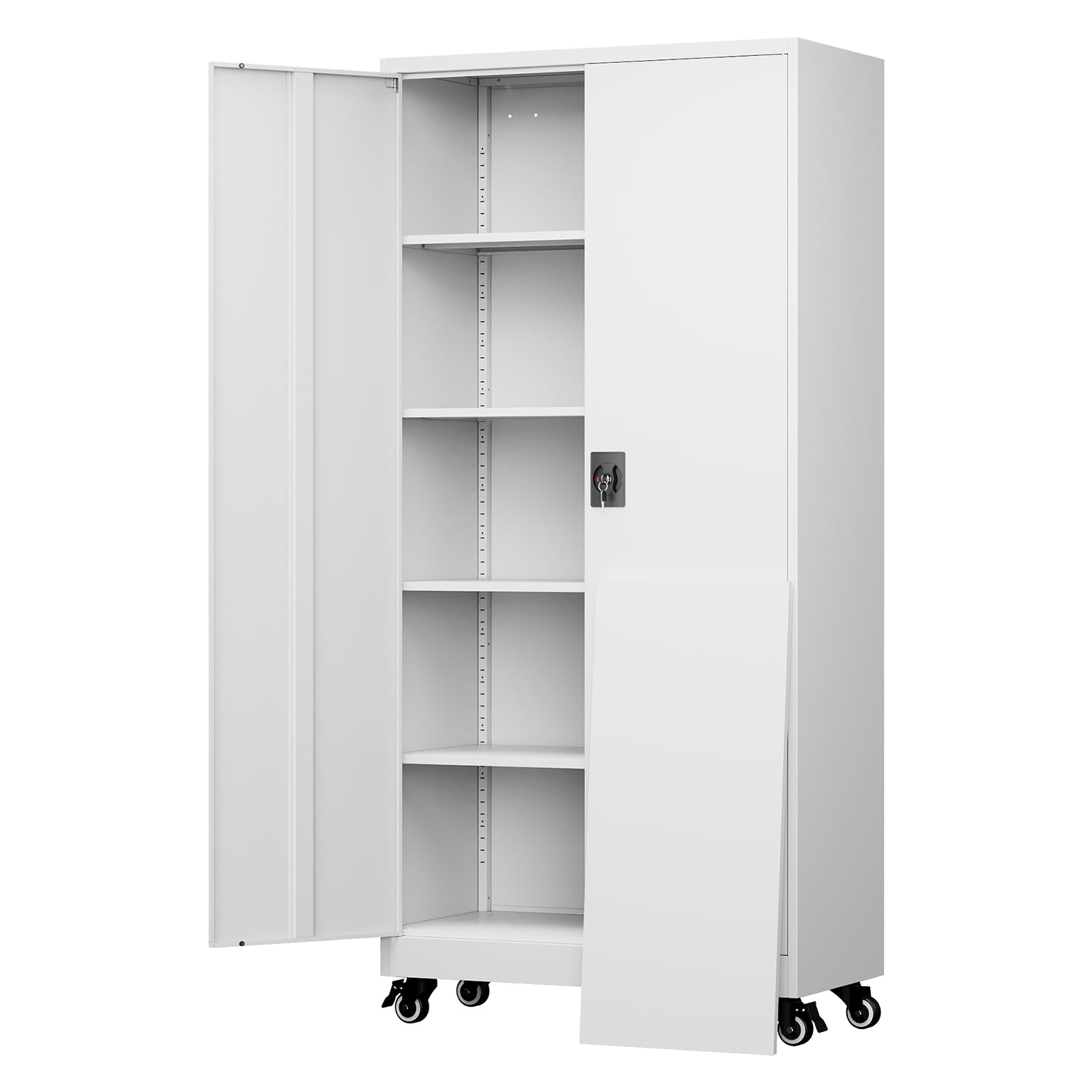 Yizosh Metal Garage Storage Cabinet with Locking Doors and Adjustable Shelves,- 75" Rolling Steel Tool Cabinet Furniture for House,Office,Garage,Warehouse