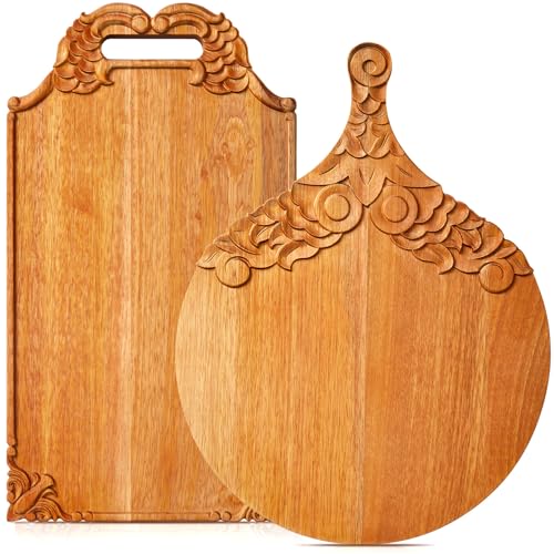 Set 2 Tablas de Cortar de Madera Mango con Mango miniatura 1