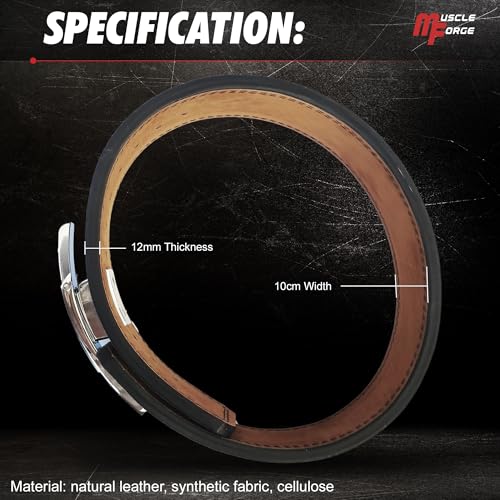 Leder Powerlifting Gürtel mit Stahlschnalle - Gewichthebergürtel für Powerlifting, Weightlifting Belt for Bodybuilding, Krafttraining, Größe S/M/L – Bild 6