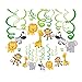 CC HOME Jungle Animal Party Decoration ,Wild One First Birthday Hanging Swirl Decoration Kit, 1st Boy Girl Jungle Theme Baby Shower Decorations Jungle Bday Party Hanging Decoration Set for Safari Party ,Zoo Animal, Forest Friend Creatures Party Decoration Supplies
