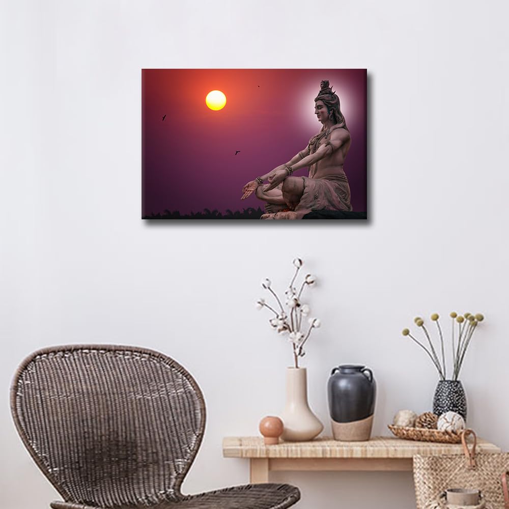 TISHIRON Wall Art Hindu God Shiva Wall Decor Hinduism Home Decor Hindu Gods Meditation Wall Decorations for Living Room Bedroom Office Artwork for Home Walls Framed Ready to Hang 24x16inch - Image 4