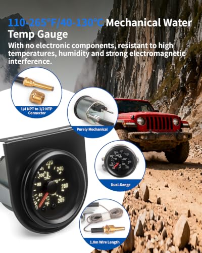 52mm Mechanical Water Temp Gauge 110–265°F - Image 4