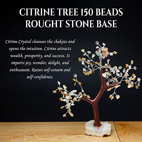 Image of Remedywala Charged Energized Citrine Crystal Tree Cluster Stone Base for Reiki Healing, Citrine Stone Tree Showpiece for Good Luck Home Decor, Citrine Stones Crystal Tree 150 Beads