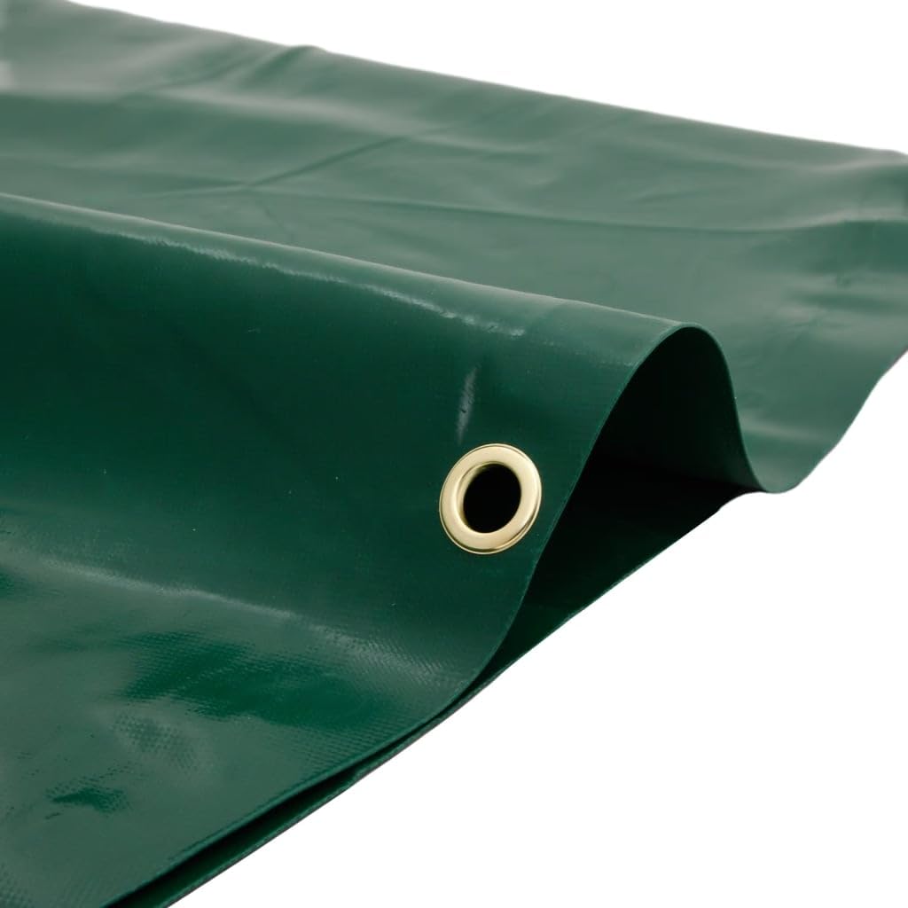 Telone verde con rivestimento in PVC, 2,5 x 4,5 m, 650 g/m², antistrappo, impermeabile, resistente ai raggi UV, con occhielli in metallo, resistente alle intemperie, per mobili da giardino