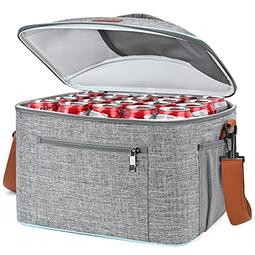 LOKASS Auslaufsichere Kühltasche, isolierte Lunchbox, Picknicktasche, weiche Seiten, XL-Getränkehalter mit Schultergurt für Erwachsene, Männer, Frauen, Reisen, Outdoor, Strand, Wandern, Grau (25 L) Cover