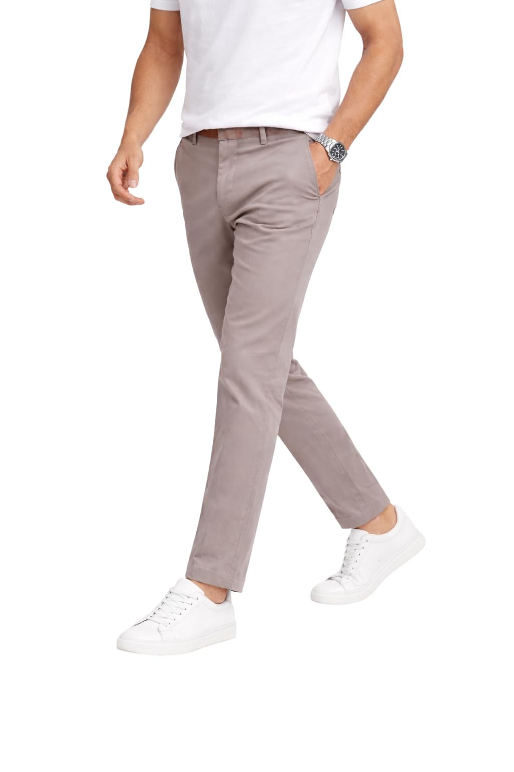 denro Men’s Slim Fit Cotton Stretch Trousers | Smart Casual & Workwear Pants for Office Use | 98% Cotton 2% Spandex Fabric | Mid-Rise Tailored Fit-picture-53