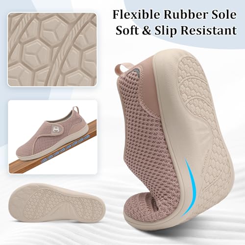 Image of Womens Walking Shoes Comfortable Wide Diabetic Shoes Adjustable Zero Drop Edema Shoe Breathable Neuropathy Nursing Shoes Casual Wide Width Sneakers