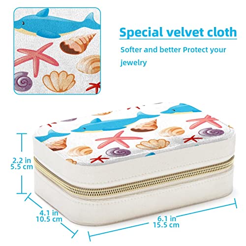 Boîte à bijoux portable dauphins avec compartiments de rangement pour bagues - 5