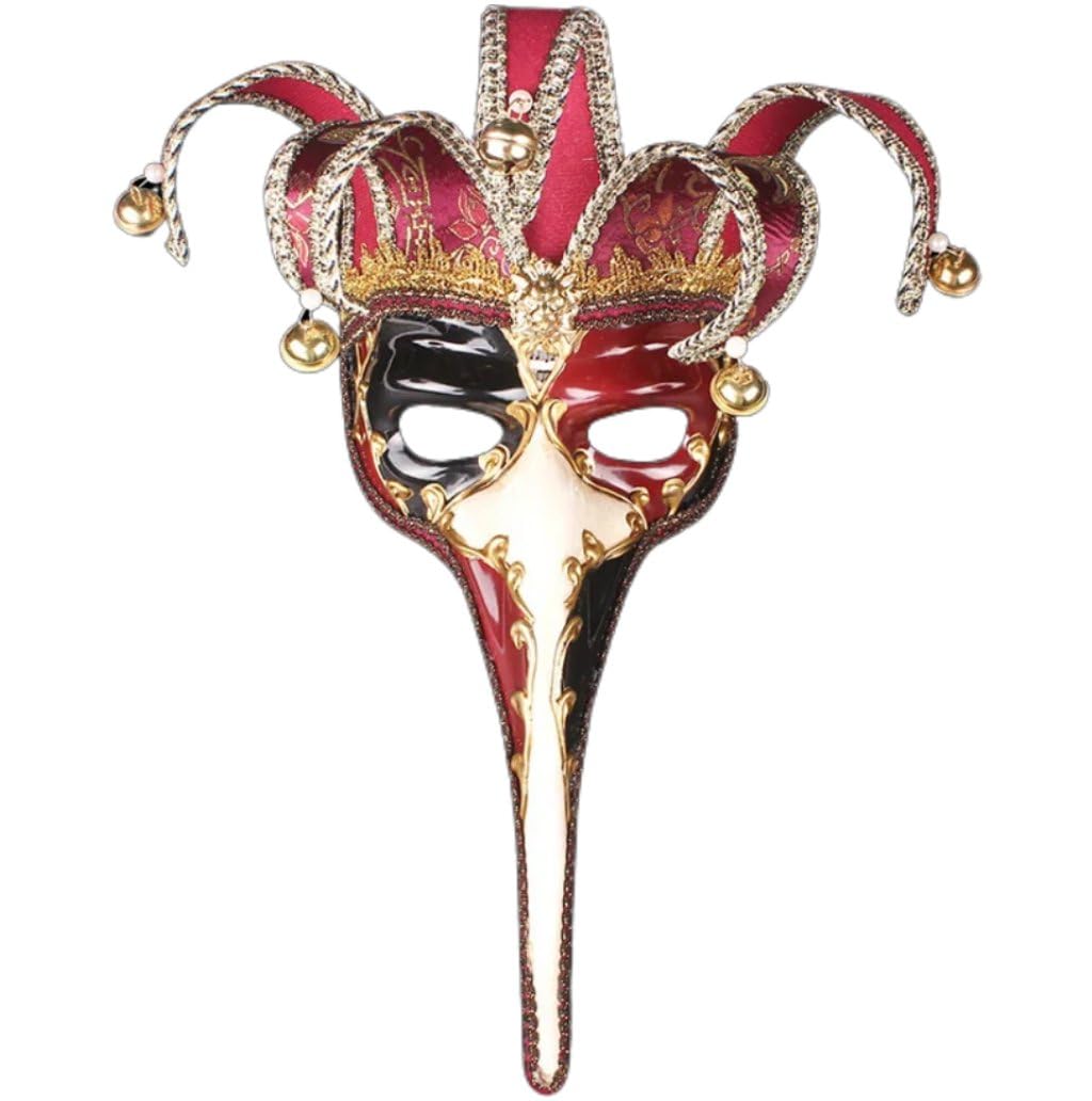 Masque décoratif pour bal masqué masculin confortable style vénitien à long nez