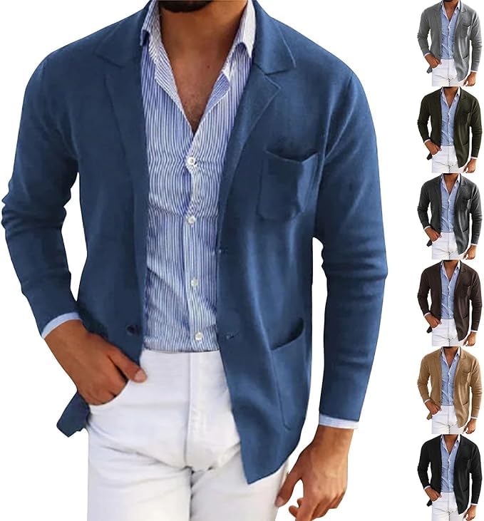 Men's Slim Fit Blazer Suit Lightweight Casual Linen Jacket Sport Coat Solid Color Notched Lapel Tuxedo Jackets4