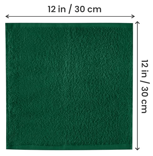 Image of Utopia Towels 12 Pack Cotton Washcloths Set, 100% Ring Spun Cotton, Premium Flannel Face Cloths, Highly Absorbent and Soft Feel Fingertip Towels, Electric Blue, Hunter Green, Red, Mustard