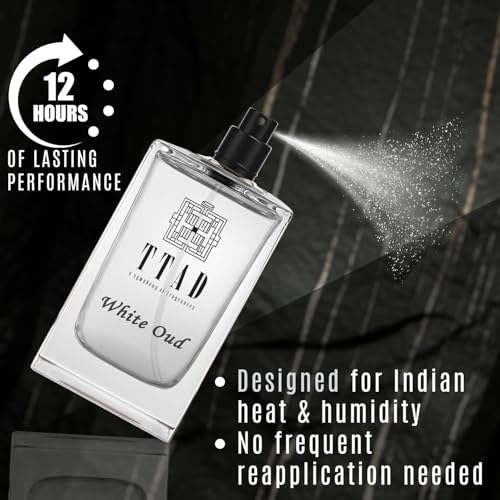 Image of TTAD Men White Oud Luxury Perfume for Men 100ml | Long Lasting Arabic Eau De Parfum | Premium Oud Fragrance with Lemon, Iris & Agarwood Notes | Elegant Daily & Evening Perfume for Men