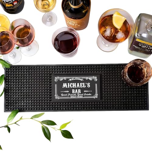 Personalised Bar Mat Non-slip PVC Rubber Bar Mat Custom Bar Name Spill Mat for Countertop Home Bar Coffee Bar Gifts for Bartender Drinking Lover Cocktail Lover Lover Newlywed Beer Mat Decor