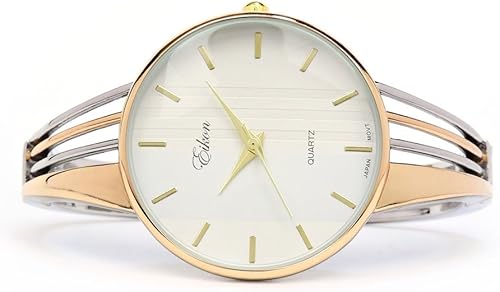 Miniatura 2 de 2Tone rosa plata cadena estilo de banda Lujo Mujer Bangle Cuff Watch