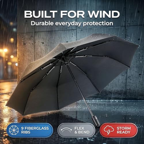 Image of Liberty Imports 3 Pack Windproof Travel Rain Umbrellas - Compact, Light, Automatic, Strong and Portable - for Men and Women