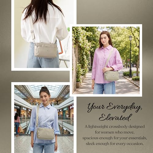 Image of Women's Crossbody Sling Bag, Water-Resistant Nylon Shoulder Handbag with Multiple Zipper Compartments, Lightweight Travel Purse, Shopping, Adjustable Strap Messenger Bag