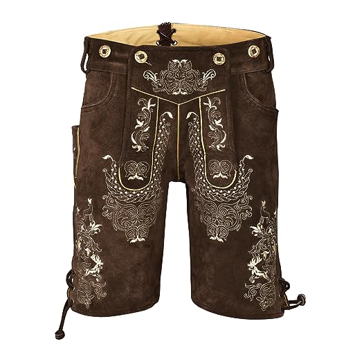 Lederhosen Men - Authentic Lederhosen - Leather German Lederhosen for Men,- Brown Style 12