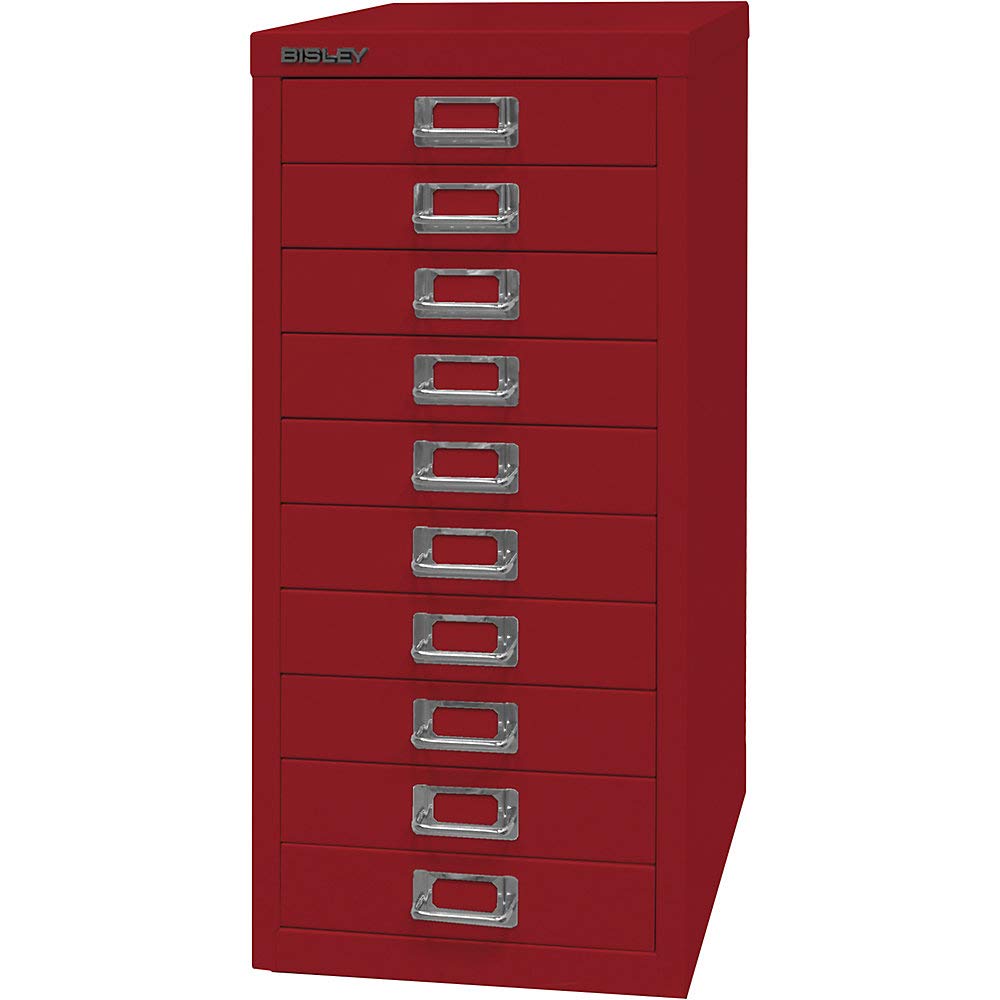 BISLEY MultiDrawer Serie 29, DIN A4, 10 cajones, Metal, 670, Rojo Cardinal, 38 x 27,9 x 59 cm