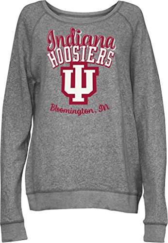 Three Square by Royce Apparel NCAA Indiana Hoosiers Junior's Blythe Knobi Crew Fleece, Medium, Heather Grey