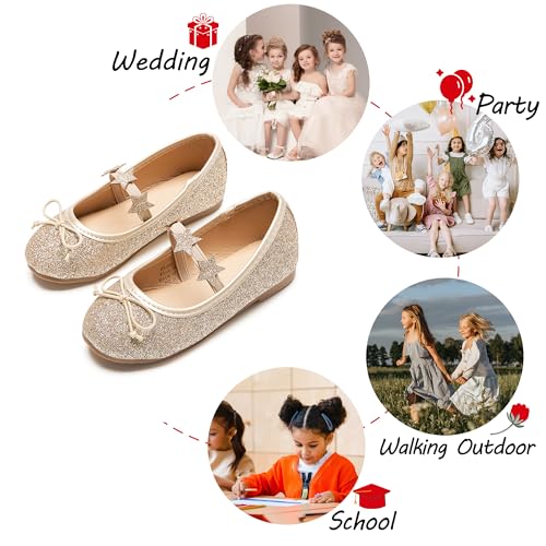 Image of PHIRAMIN Toddler Flower Girl Dress Shoes - Little Girl Mary Janes Flats Wedding