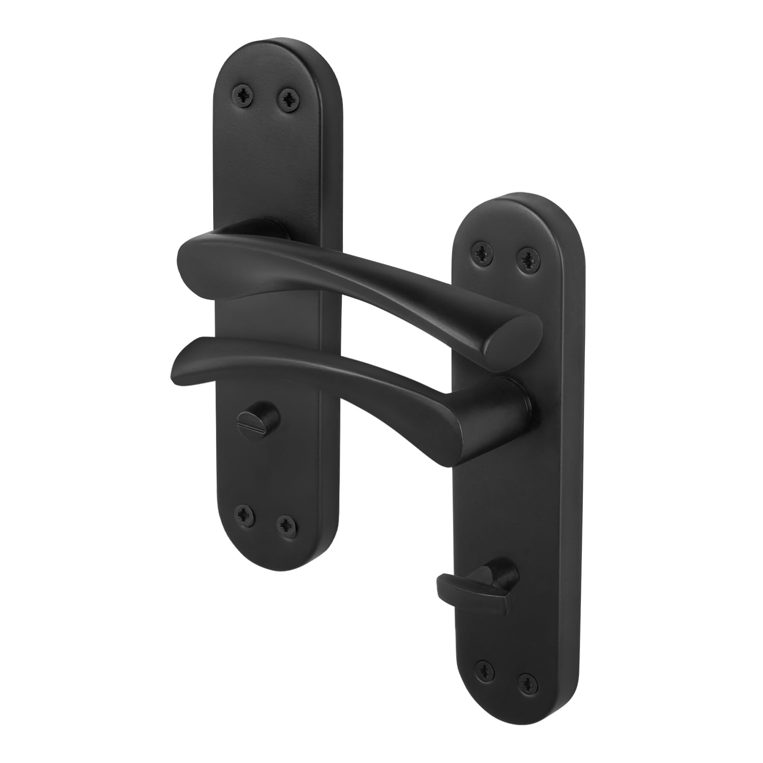 EAI Black Bathroom Door Handles, 1 Pair of Matt Black Internal Lever T-Bar Handles on Backplate - Novoli โ image 1