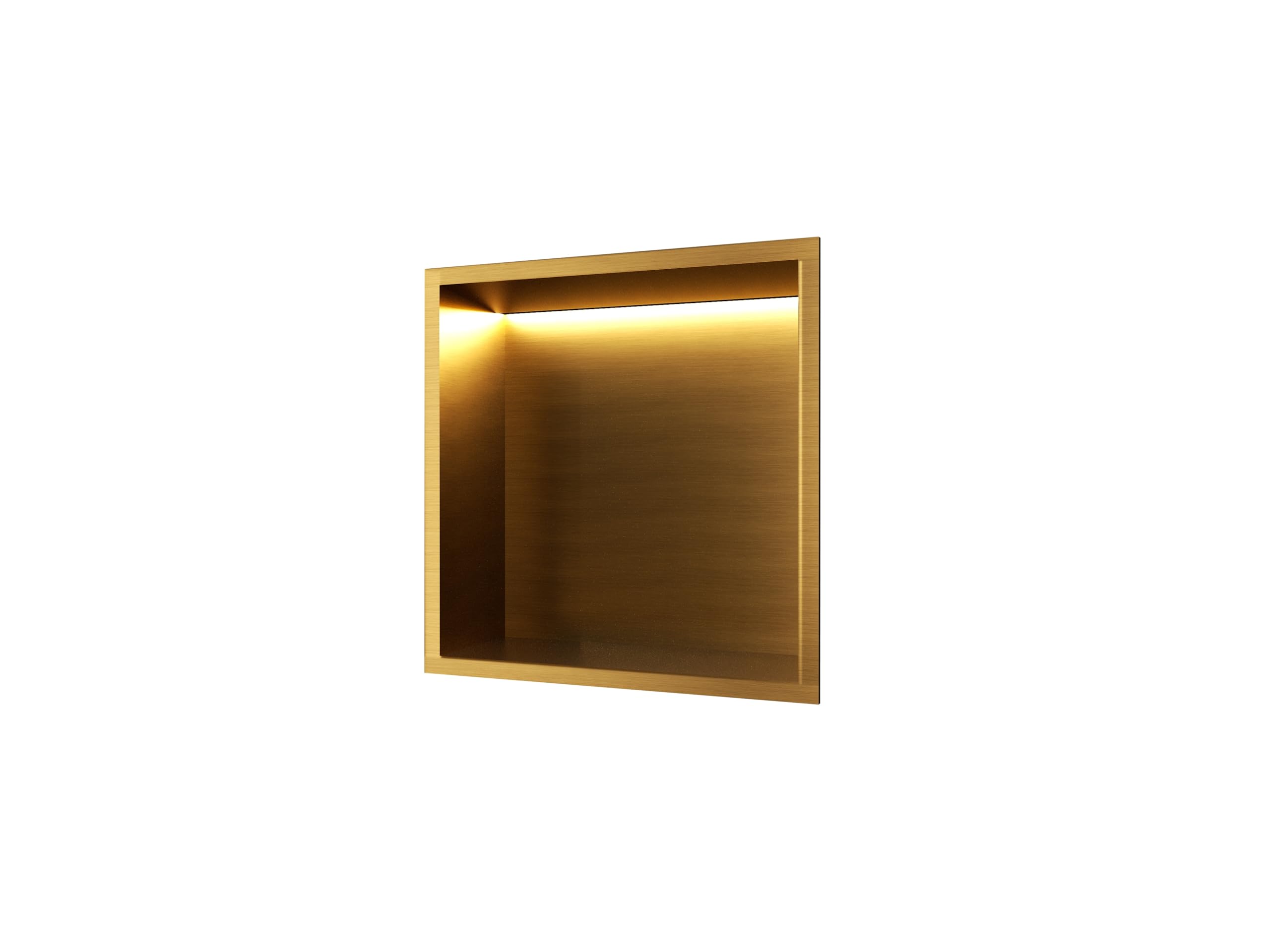NOLUXA IMEX - Wbudowana nisza prysznicowa ze światłem LED 33 x 33 cm szczotkowane złoto | Kernat kwadratowy prysznic ze stali nierdzewnej S.304 | Kernat Łazienka wpuszczana do ściany o głębokości 10