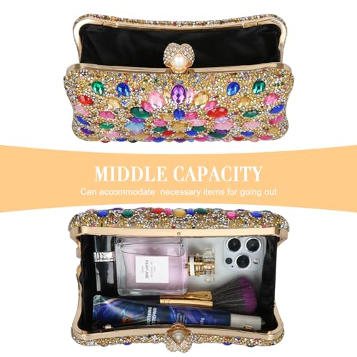Beaguful Women's Evening Bags Sparkly Rhinestone Clutch Purses Luxury Handbags Red by Beaguful - Image 5