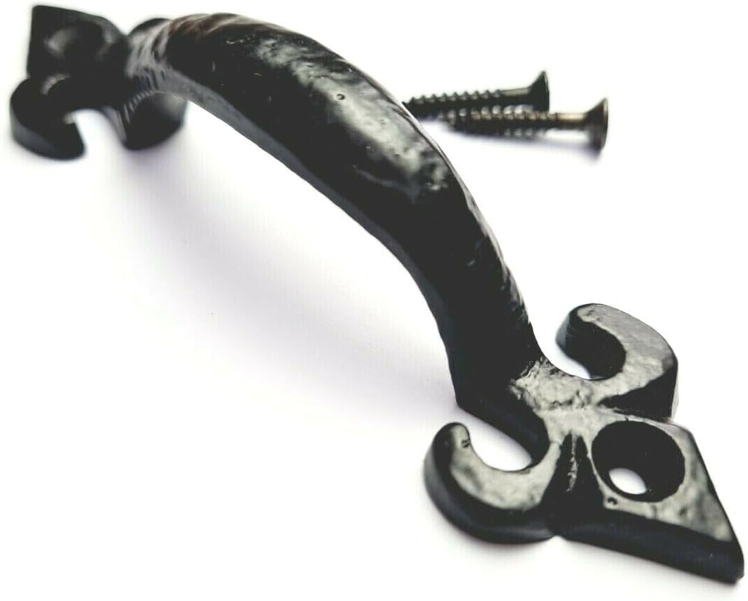 Celtic Woods Black Cast Iron 4" Fleur De LYS Pull Handle Including Screws