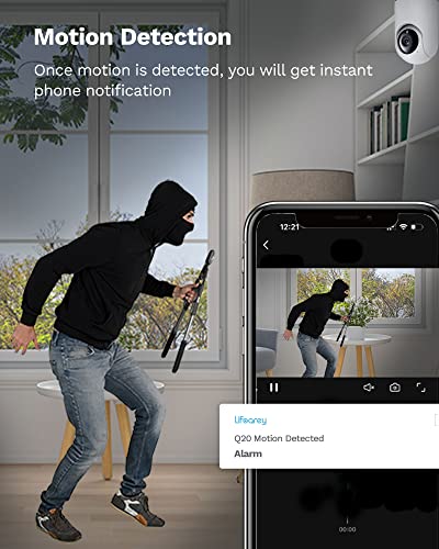 Lifoarey Q20 Smart Security Camera, 2Mp Indoor Pet Camera For Home Security W/Motion Tracking, Motion Detection, 2-Way Audio, Night Vision - Wifi Camera 2.4Ghz With Phone App - Cloud & Sd Card Storage #TOP3