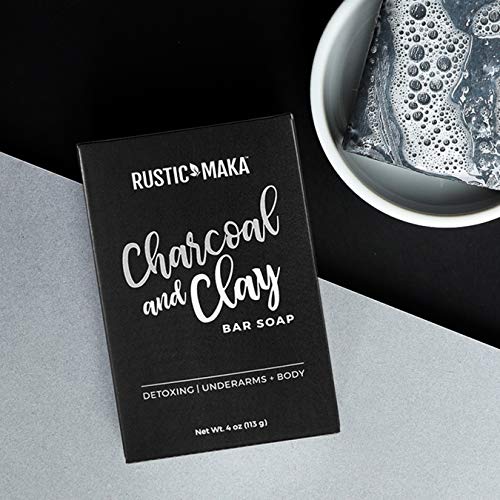 Rustic Maka Activated Charcoal + Clay Natural Soap Bar, DETOX + CLEANSE, for Acne, Problem Skin, Excess Oil Control, Face, Body and Underarm Detox, Oily to Normal Skin - Image 6