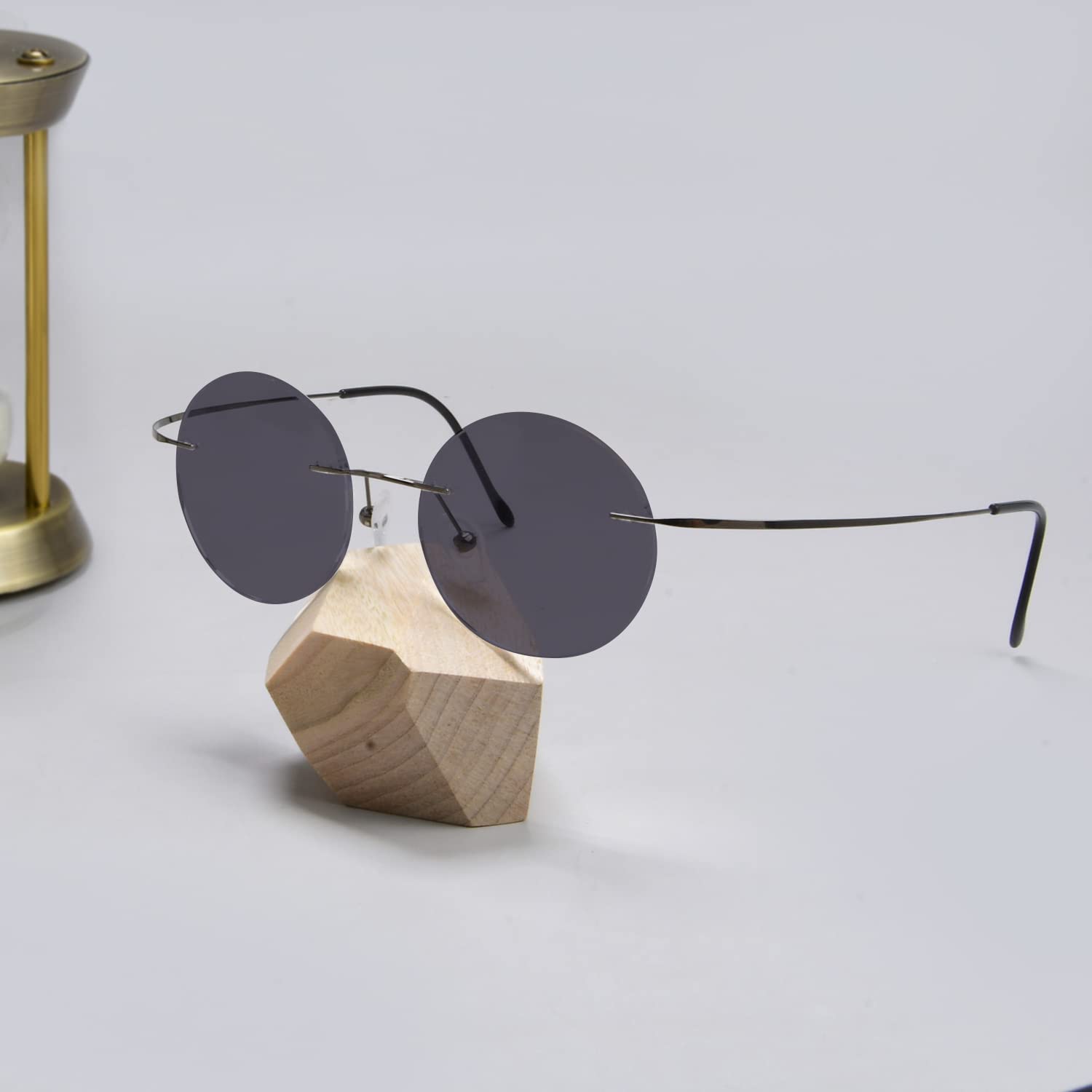 Eyekepper Titanium Rimless Round Reading Sunglasses Sunshine Readers Grey Lens